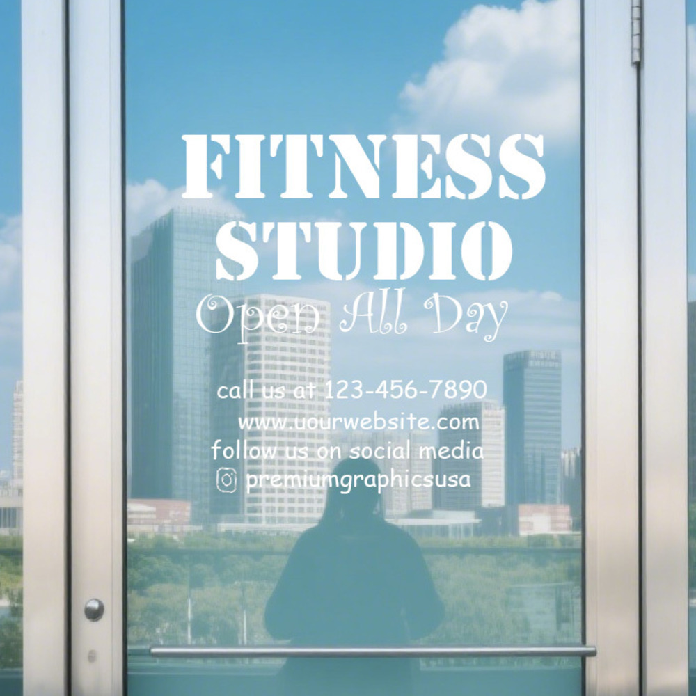 Pilates Yoga Or - Özelleştirilebilir Stüdyo Pencere Çıkartması / Şirketiniz